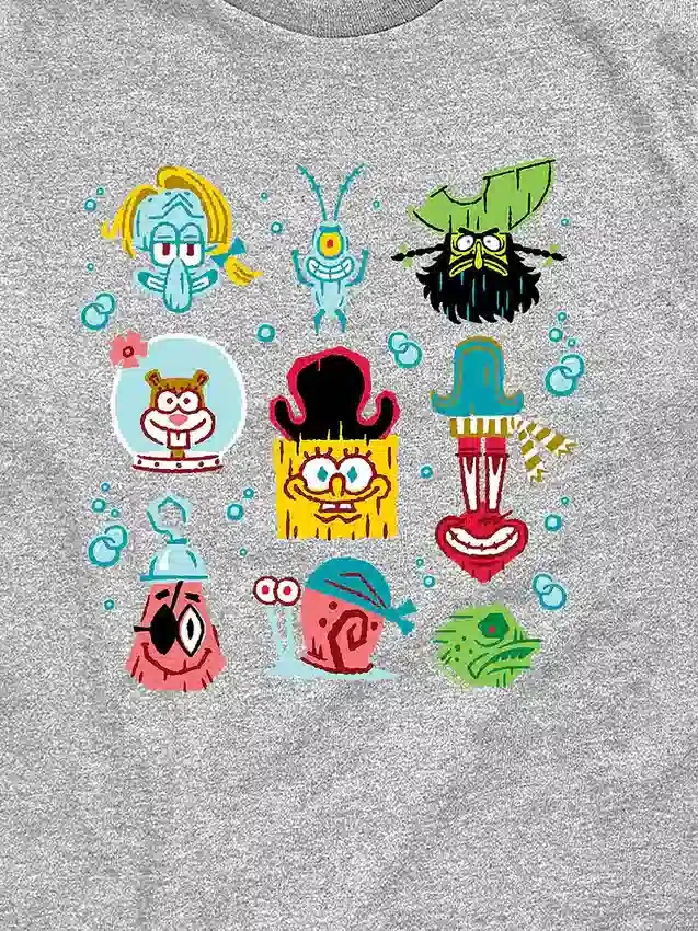 Camiseta de pantalones cortos para niños «La película de Bob Esponja: En busca de Squarepants» con diseño de cuadrícula