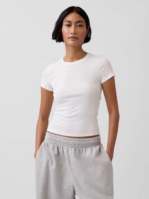 Camiseta de pijama con canalé fino