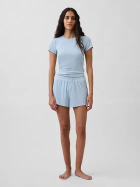 Camiseta de pijama con canalé fino