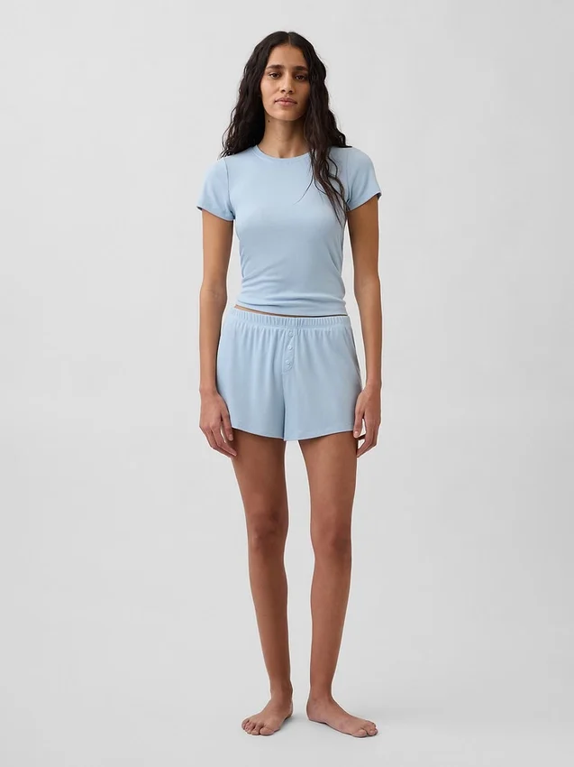 Camiseta de pijama con canalé fino