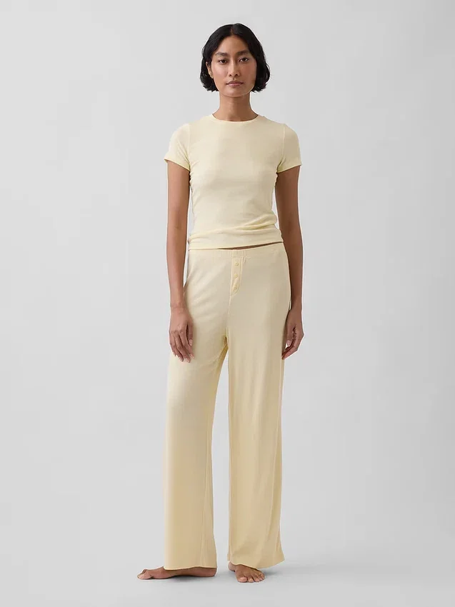 Camiseta de pijama con canalé fino