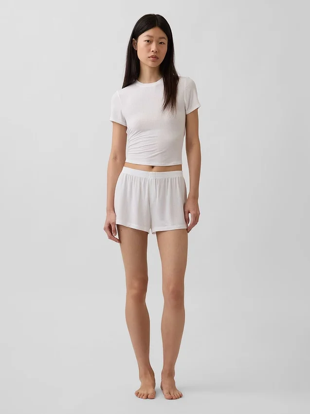 Pantalones cortos de pijama de modal acanalado ultra suaves