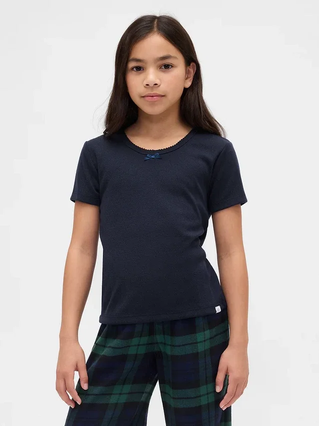 Camiseta de pijama para niños de punto calado reciclado