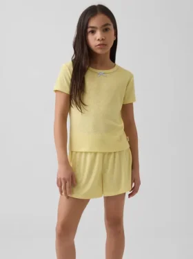 Camiseta de pijama para niños de punto calado reciclado