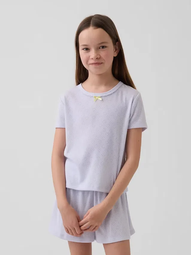 Camiseta de pijama para niños de punto calado reciclado