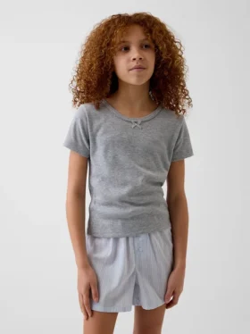Camiseta de pijama para niños de punto calado reciclado