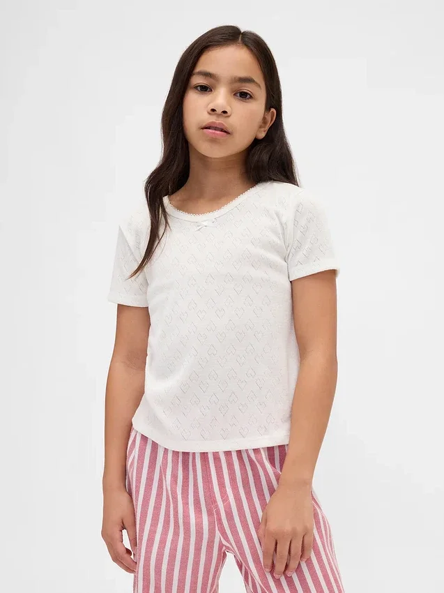 Camiseta de pijama para niños de punto calado reciclado