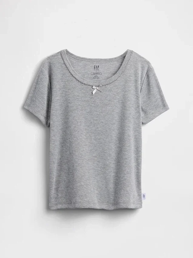 Camiseta de pijama para niños de punto calado reciclado