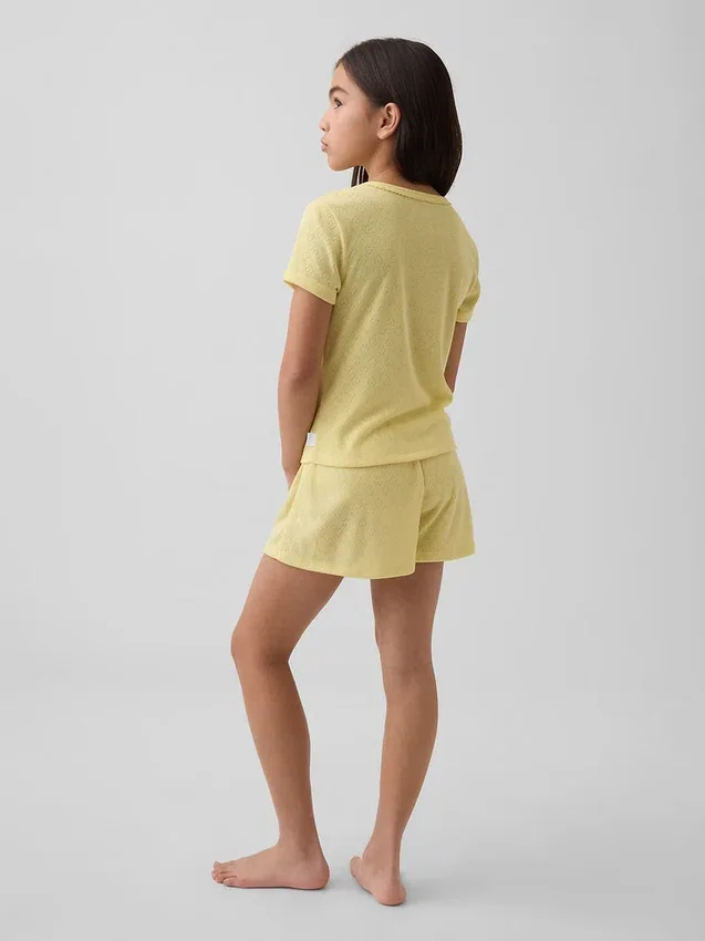 Camiseta de pijama para niños de punto calado reciclado