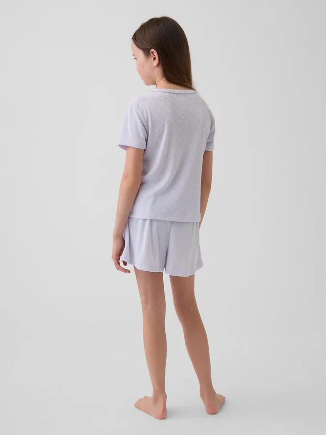 Camiseta de pijama para niños de punto calado reciclado