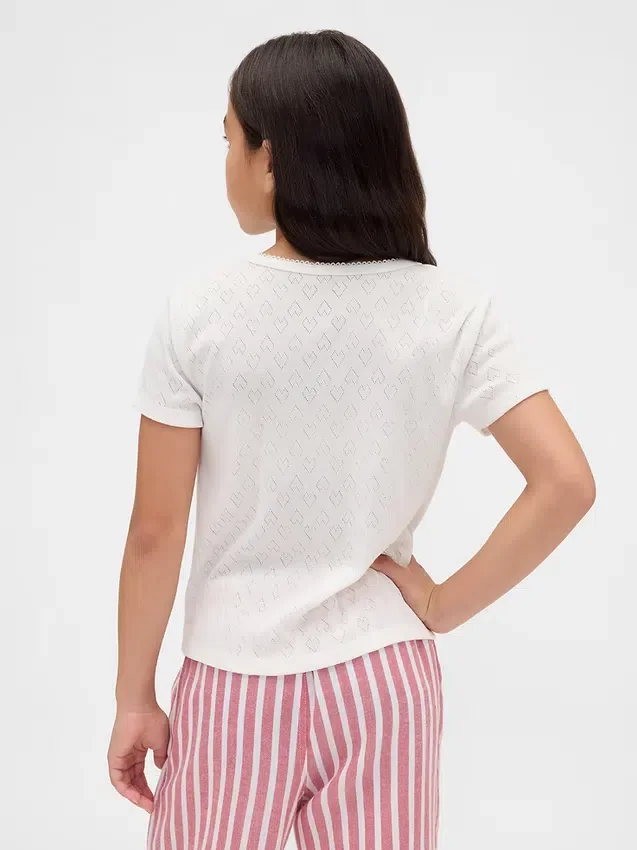 Camiseta de pijama para niños de punto calado reciclado