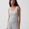 Camiseta de pijama sin mangas con ribete de encaje de modal ultra suave