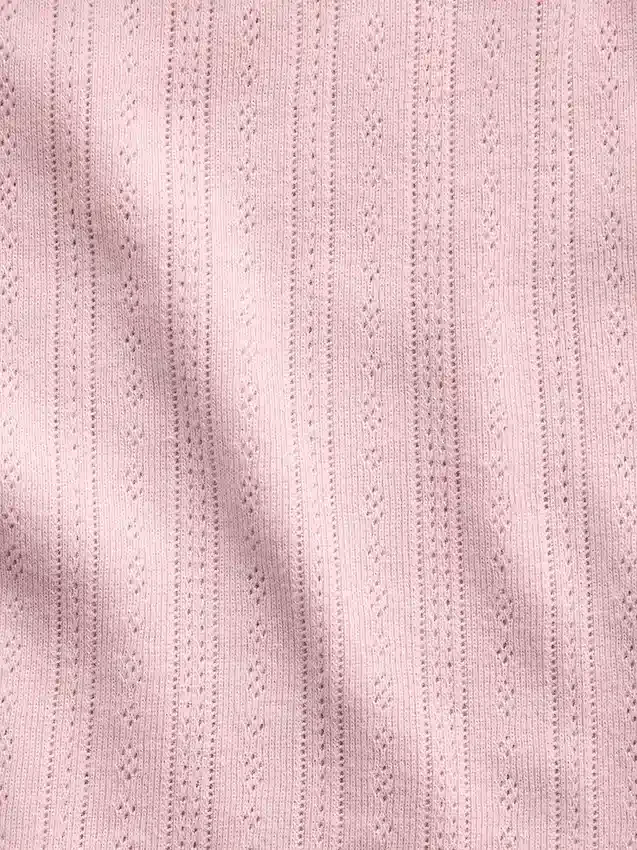 Camiseta de pijama tipo camisola con punto calado y dobladillo ondulado