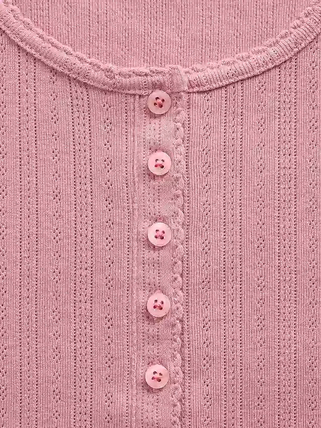 Camiseta de pijama tipo Henley con punto calado de GAP × Summer Fridays