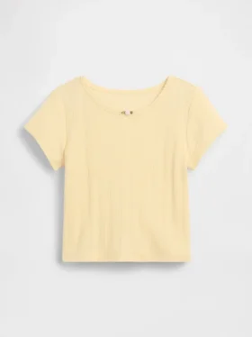 Camiseta de punto pointelle con canalé para bebés y niños pequeños