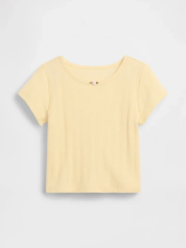 Camiseta de punto pointelle con canalé para bebés y niños pequeños