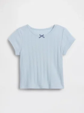 Camiseta de punto pointelle con canalé para bebés y niños pequeños