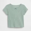 Camiseta de punto pointelle con canalé para bebés y niños pequeños