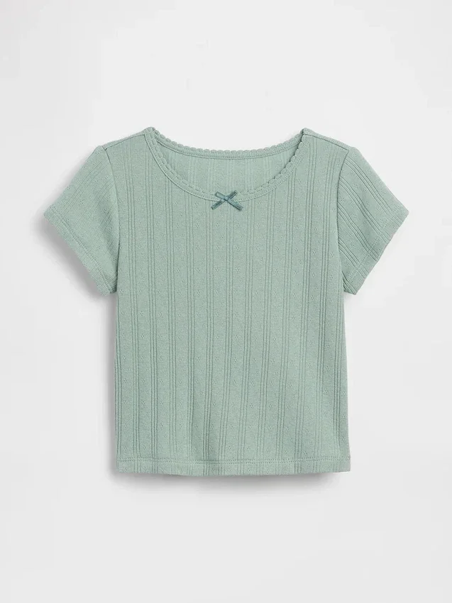 Camiseta de punto pointelle con canalé para bebés y niños pequeños