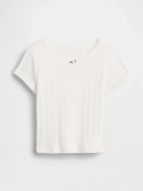 Camiseta de punto pointelle con canalé para bebés y niños pequeños