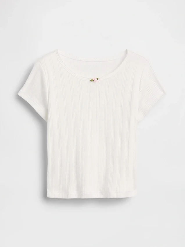Camiseta de punto pointelle con canalé para bebés y niños pequeños