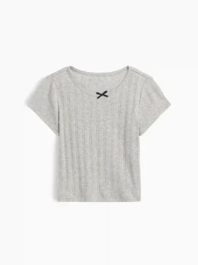 Camiseta de punto pointelle con canalé para bebés y niños pequeños