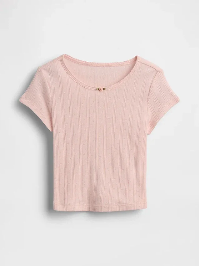 Camiseta de punto pointelle con canalé para bebés y niños pequeños