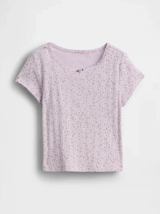 Camiseta de punto pointelle con canalé para bebés y niños pequeños