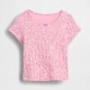 Camiseta de punto pointelle con canalé para bebés y niños pequeños