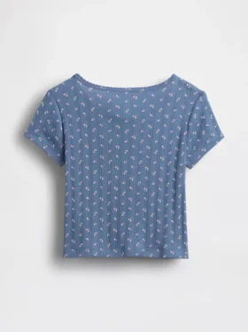 Camiseta de punto pointelle con canalé para bebés y niños pequeños