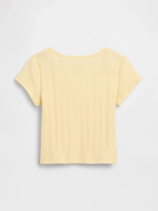 Camiseta de punto pointelle con canalé para bebés y niños pequeños