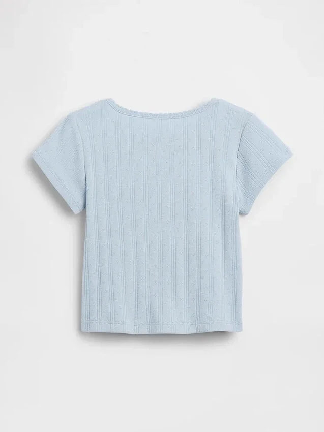 Camiseta de punto pointelle con canalé para bebés y niños pequeños