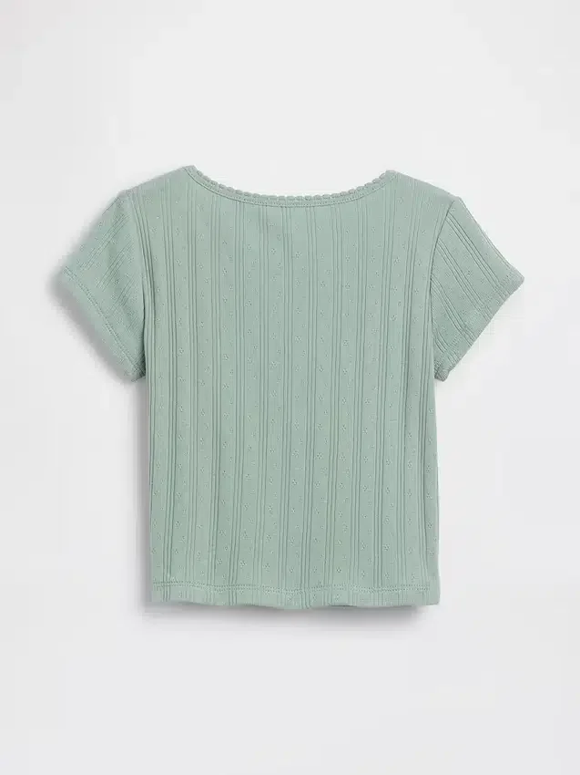 Camiseta de punto pointelle con canalé para bebés y niños pequeños