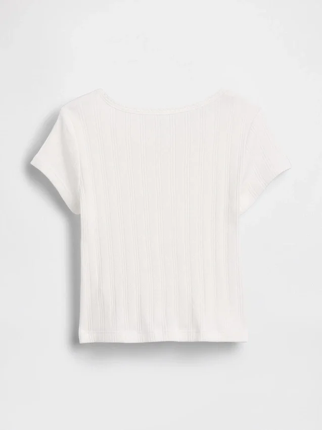 Camiseta de punto pointelle con canalé para bebés y niños pequeños
