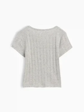 Camiseta de punto pointelle con canalé para bebés y niños pequeños