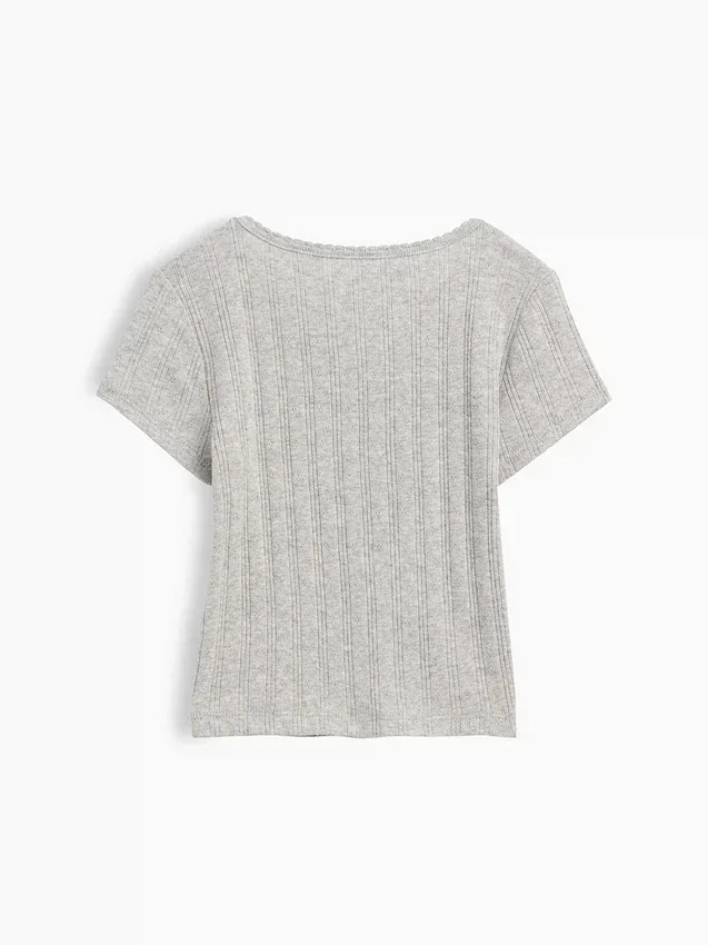 Camiseta de punto pointelle con canalé para bebés y niños pequeños