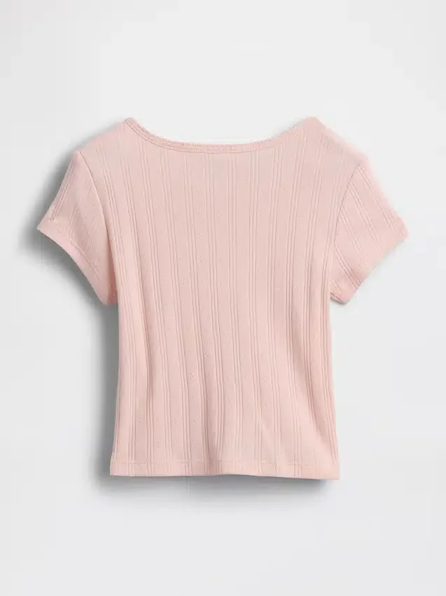 Camiseta de punto pointelle con canalé para bebés y niños pequeños