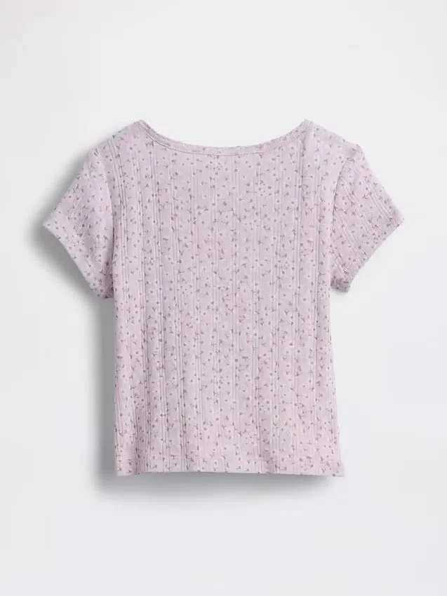 Camiseta de punto pointelle con canalé para bebés y niños pequeños