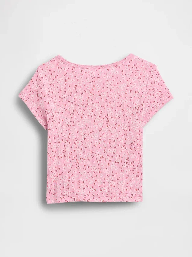 Camiseta de punto pointelle con canalé para bebés y niños pequeños