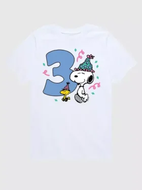 Camiseta gráfica de manga corta para niños pequeños de Peanuts para el tercer cumpleaños