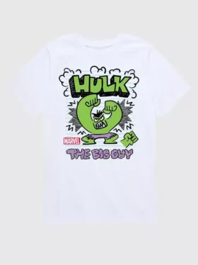 Camiseta gráfica de pantalones cortos para niños pequeños con diseño de Marvel: El Increíble Hulk estilo garabato