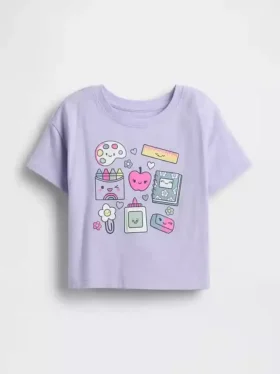 Camiseta gráfica holgada combinable para bebés y niños pequeños