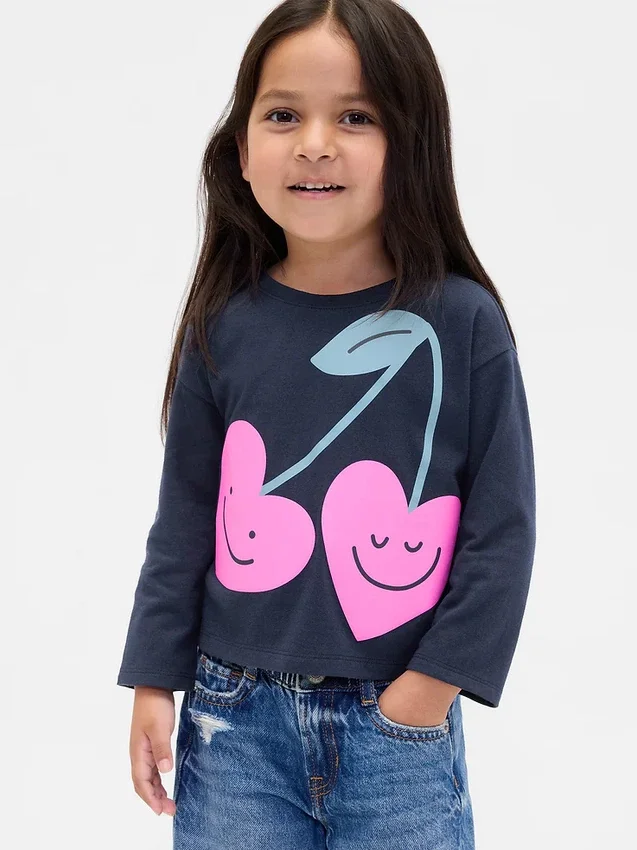 Camiseta gráfica holgada combinable para bebés y niños pequeños