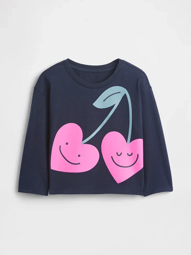 Camiseta gráfica holgada combinable para bebés y niños pequeños