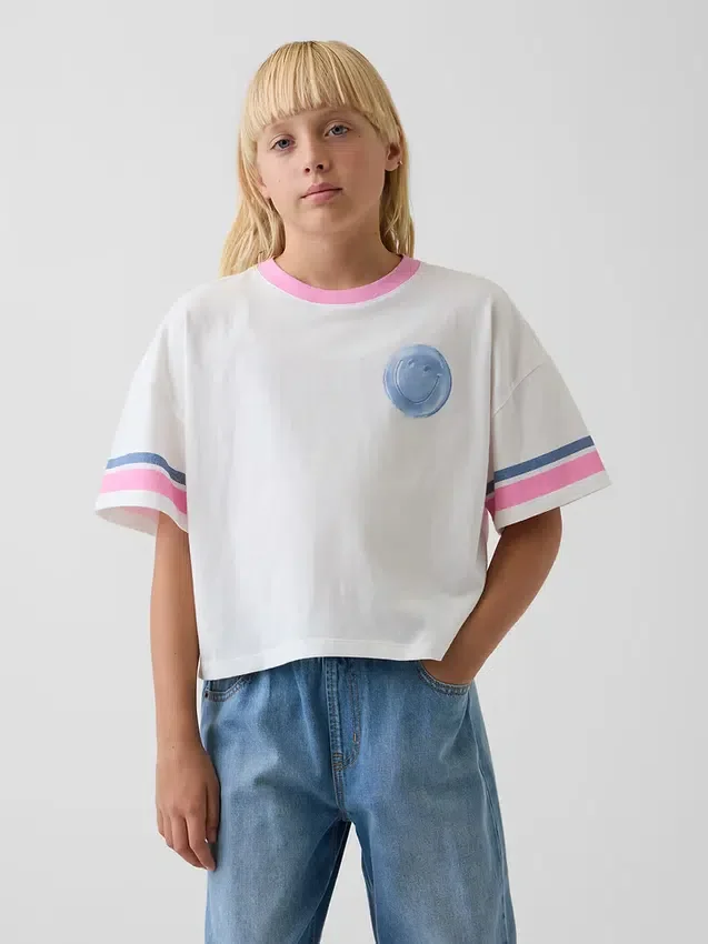 Camiseta gráfica oversize de corte cuadrado para niños