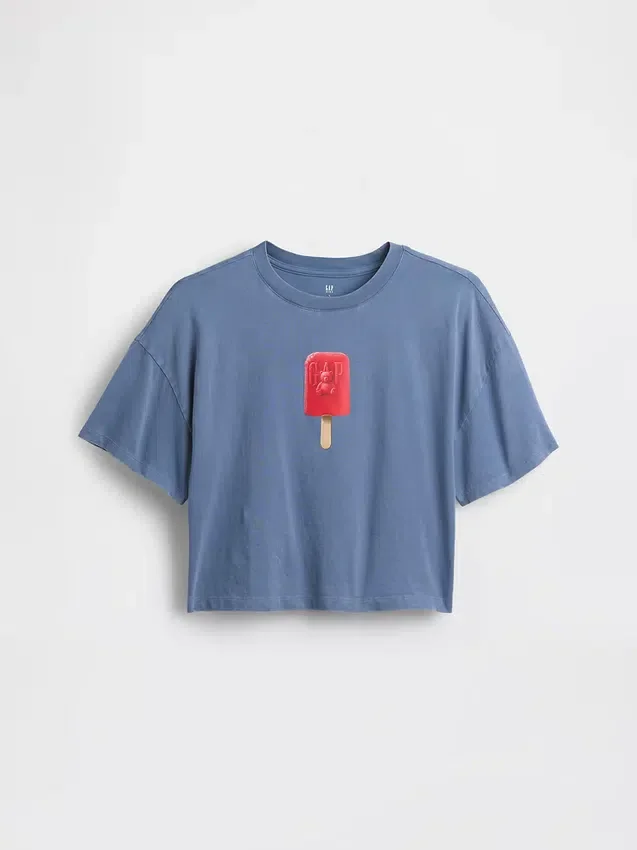 Camiseta gráfica oversize de corte cuadrado para niños
