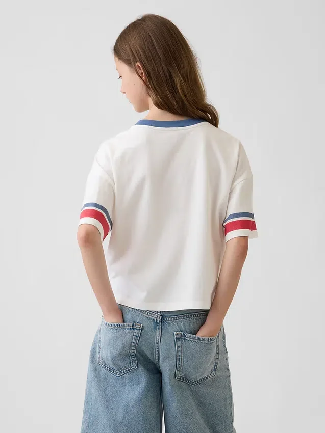 Camiseta gráfica oversize de corte cuadrado para niños
