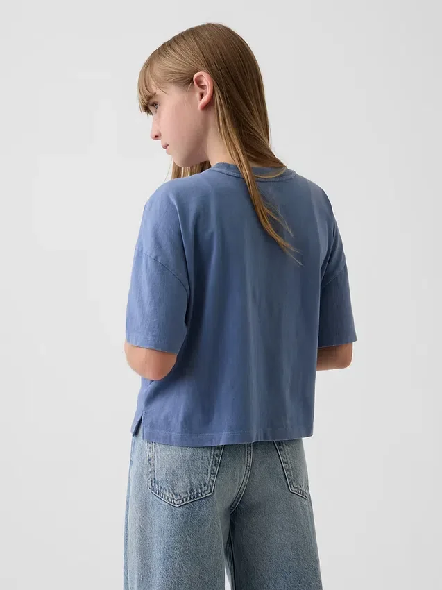 Camiseta gráfica oversize de corte cuadrado para niños