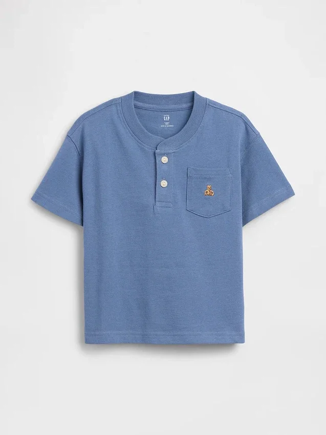 Camiseta Henley con bolsillo para bebés y niños pequeños