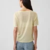 Camiseta holgada con cuello en V de mezcla de lino